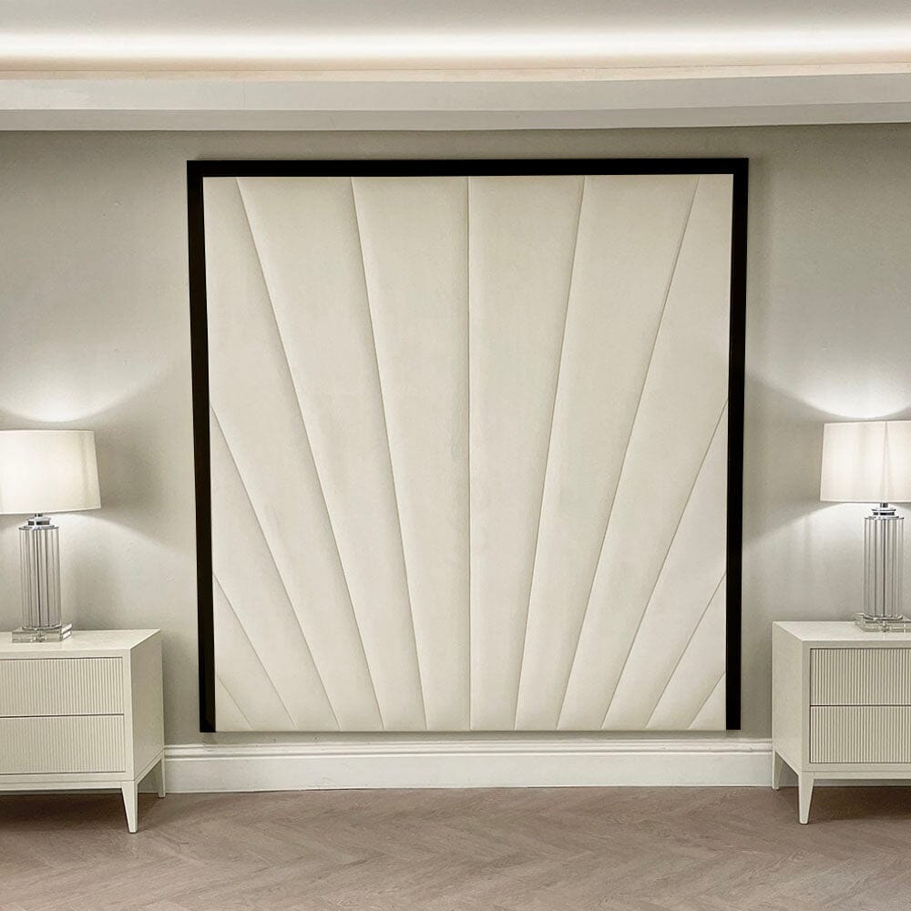 Sunburst Cream Velvet & Black Luxury Wall Mounted Headboard Made to Order Headboard 