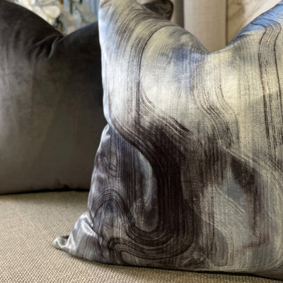Tessuto Grey & Blue Satin Cushion 50cm x 50cm Cushion 
