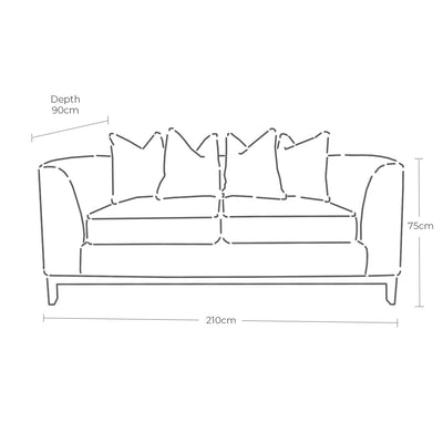 Timeless Cream Velvet 3 Seater Pillowback Sofa, With Black Wooden Plinth MTO Sofa 