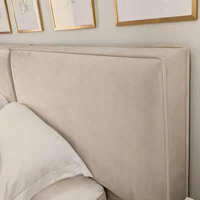 Tropez Chunky Piped Cream Velvet Bed 