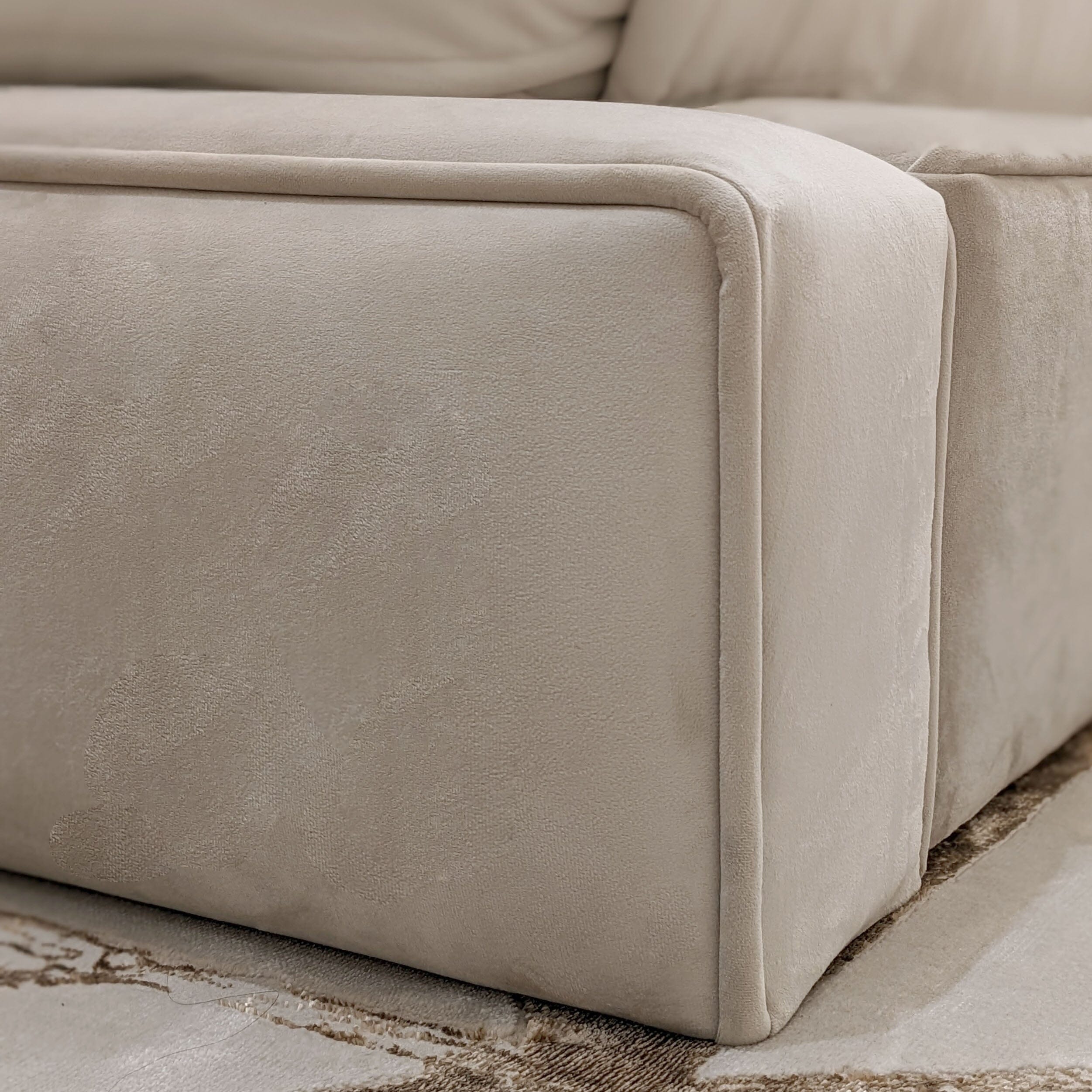 Tropez Chunky Piped Cream Velvet Bed 