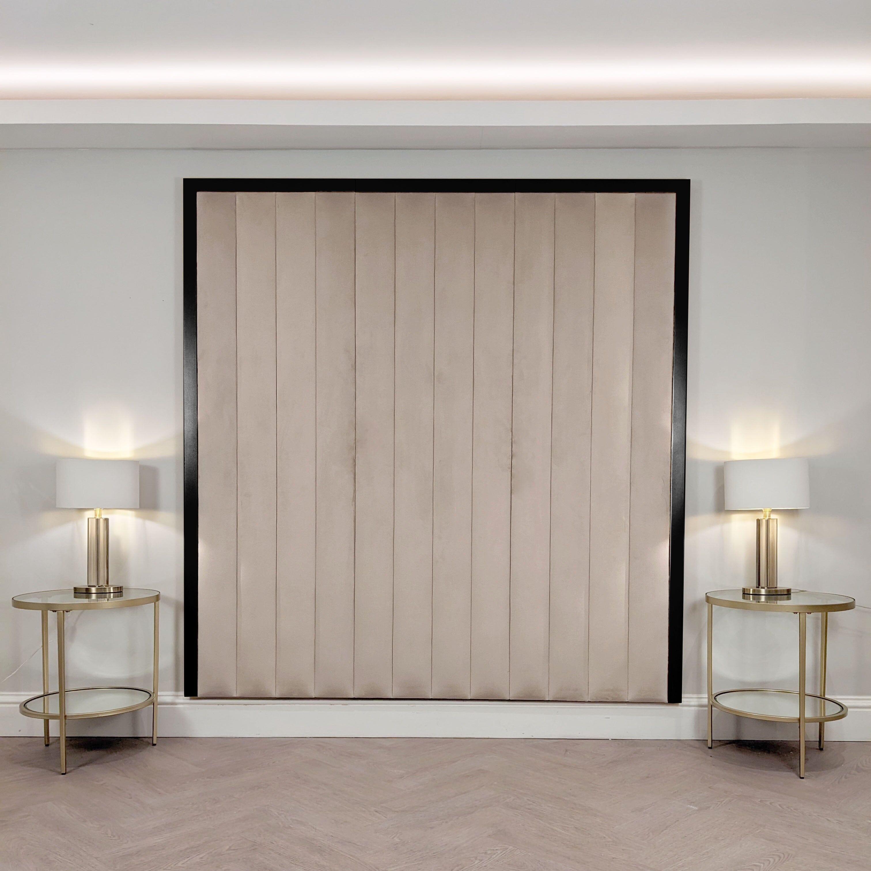 Valentina Praline & Black Channelled Headboard MTO Headboard 