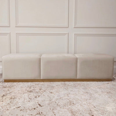 Valentina Praline & Gold Premium Upholstered Bench MTO Headboard 