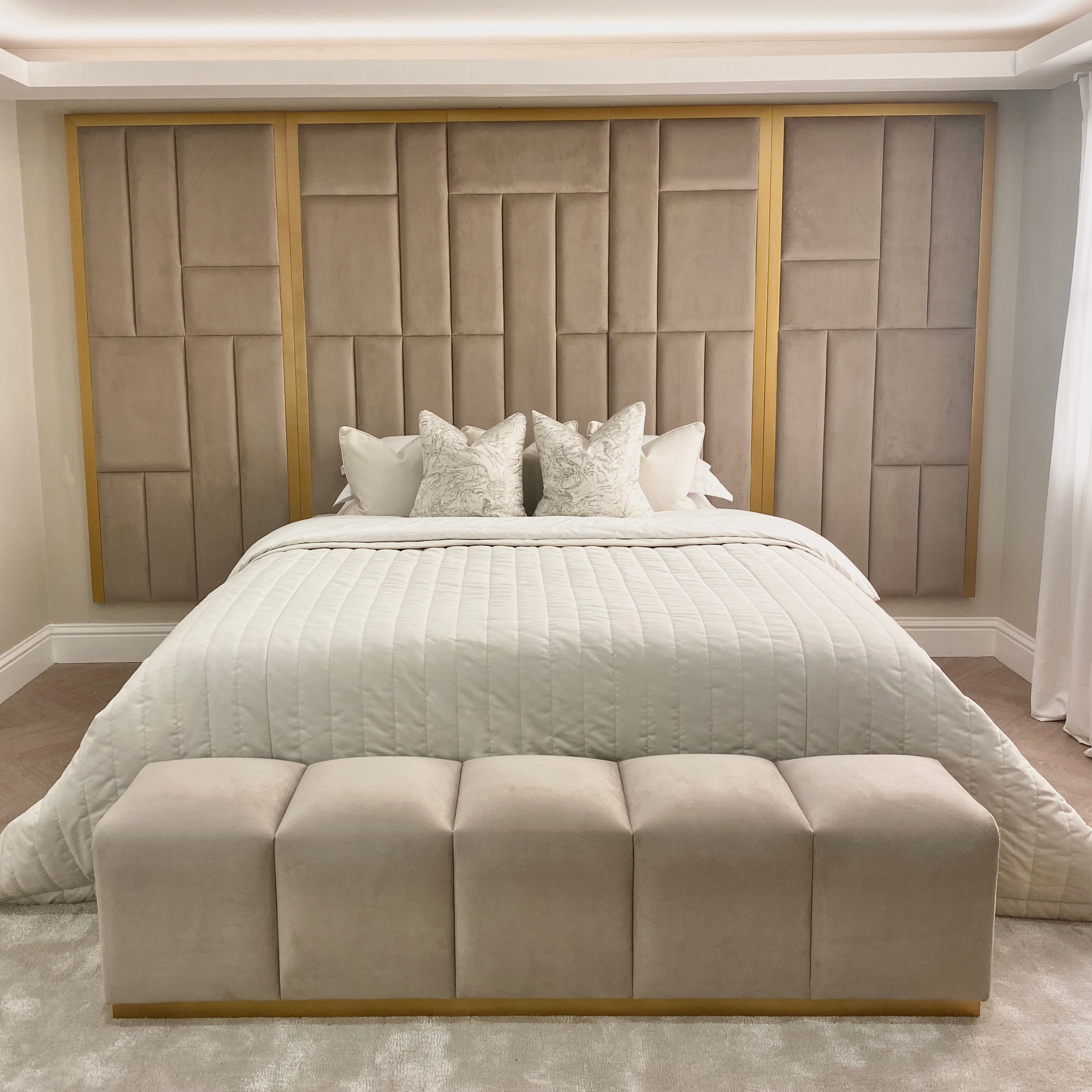 Venus Mink & Gold Premium Upholstered Bench Furniture 