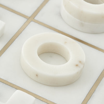 White Marble & Gold Noughts & Crosses Set Accessories 
