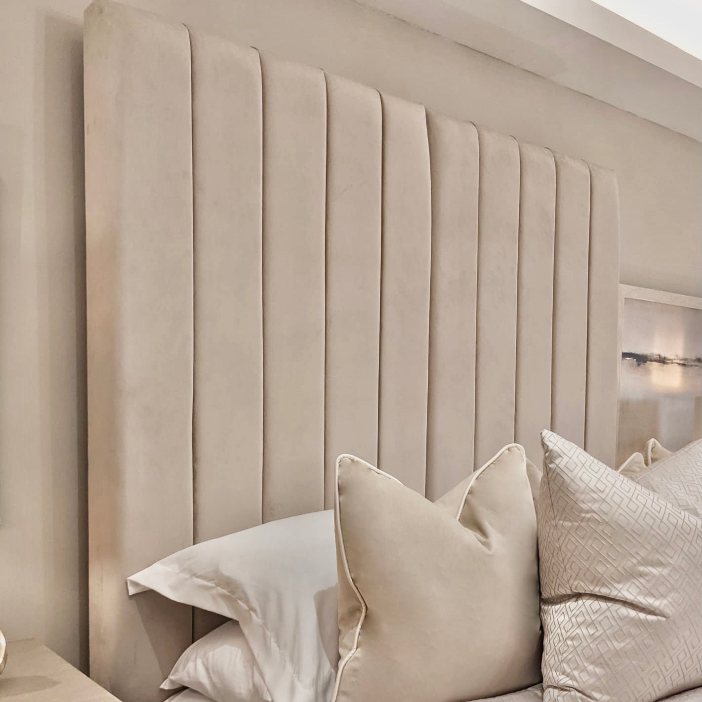 Zana Vanilla Luxury Panelled Bed Bed 