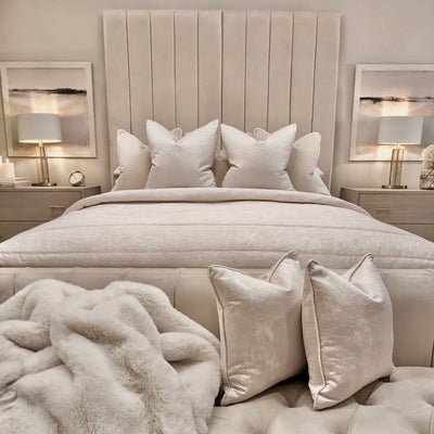 Zana Vanilla Luxury Panelled Bed Bed 