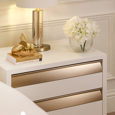 Zayd White & Bronze Premium Large Side Table End and Side Table 