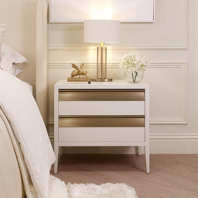 Zayd White & Bronze Premium Large Side Table End and Side Table 