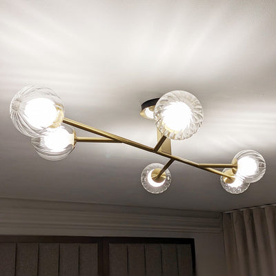 Zayla 6 Light Semi-Flush Brass Ceiling Light Lighting 